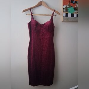 Windsor Lady In Velvet Sweetheart Sparkly Mini Dress Burgundy